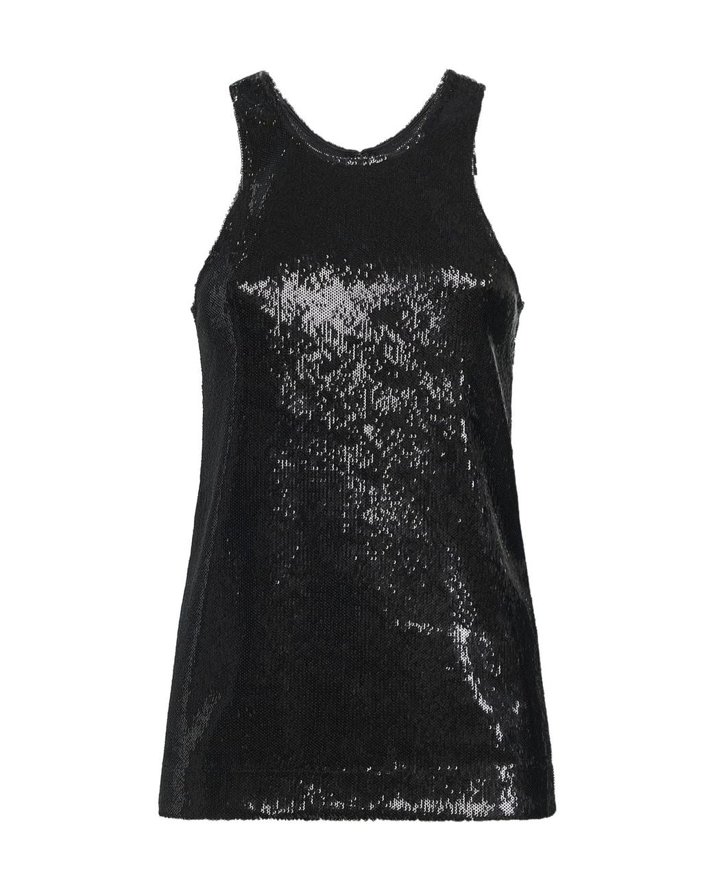 Totême Black Sequin High Round Neckline Top