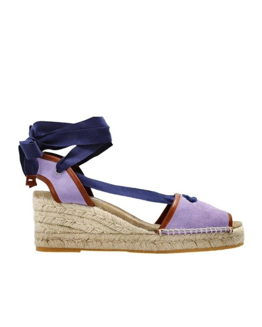 Versace Blue Lola Wedge Espadrille Sandals