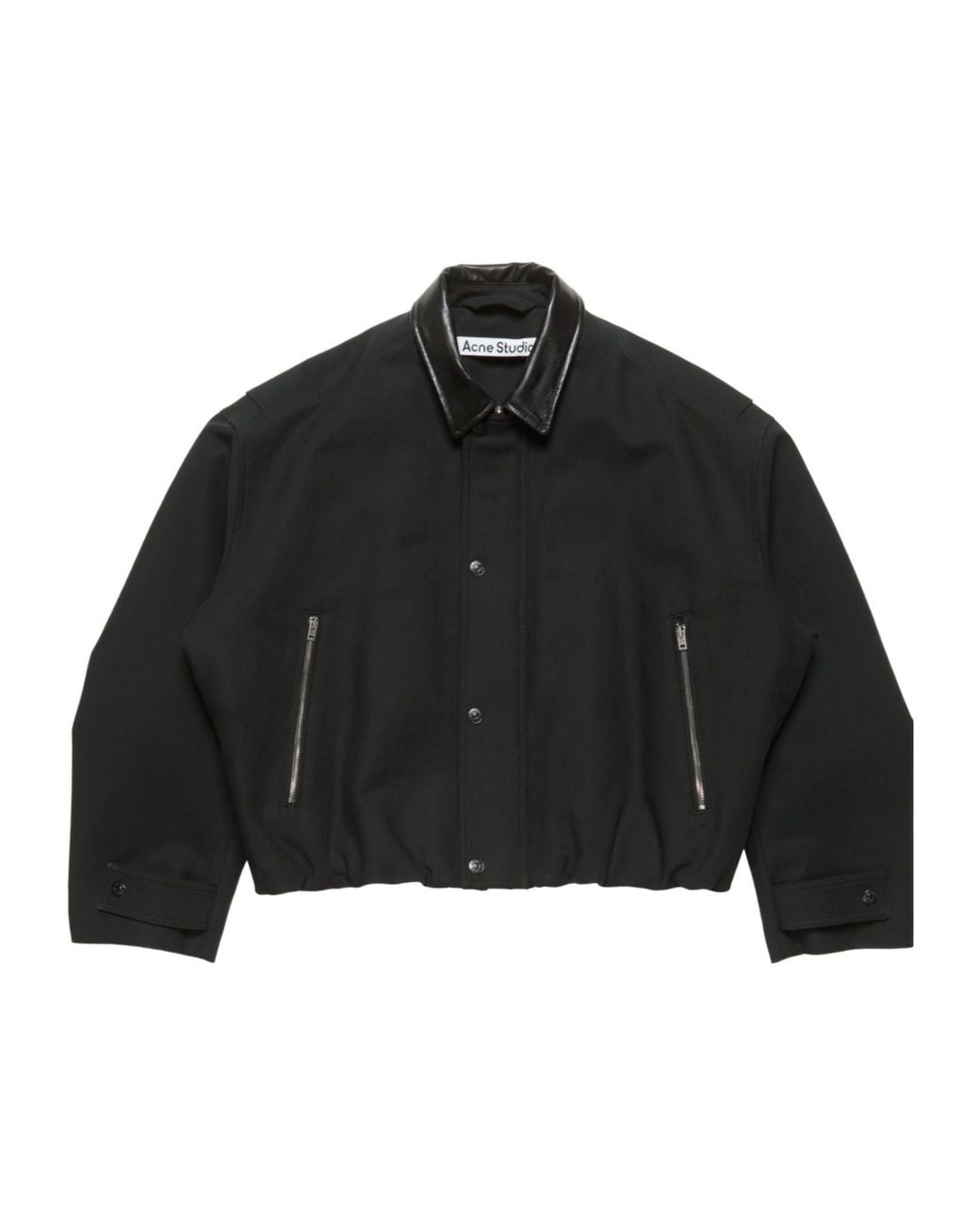 Acne Black Bomber With Leather Collar for men