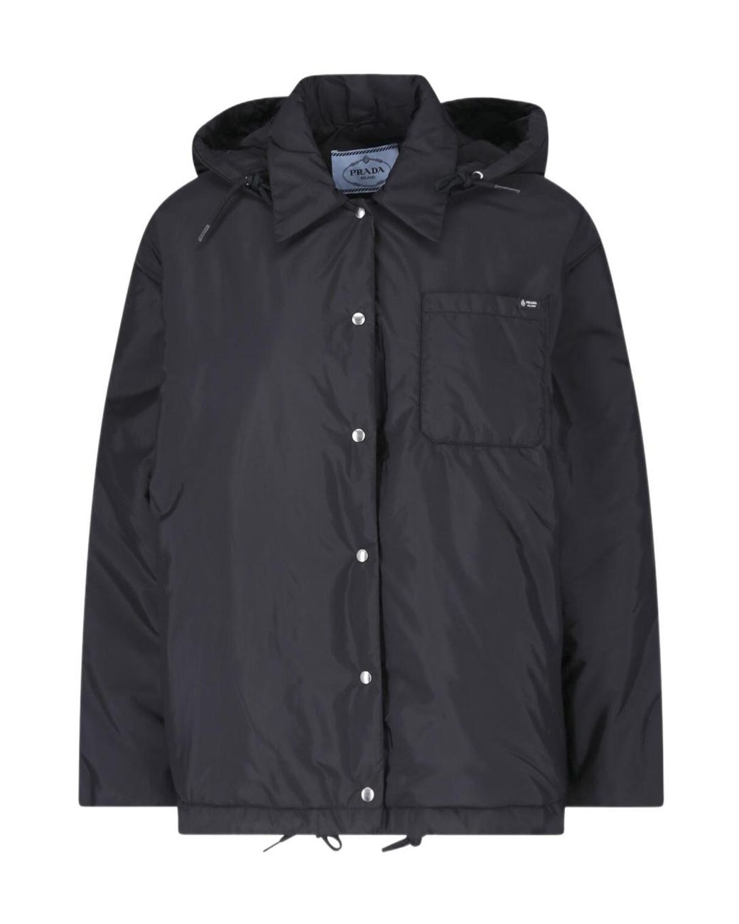 Prada Black Button-Up Hooded Jacket