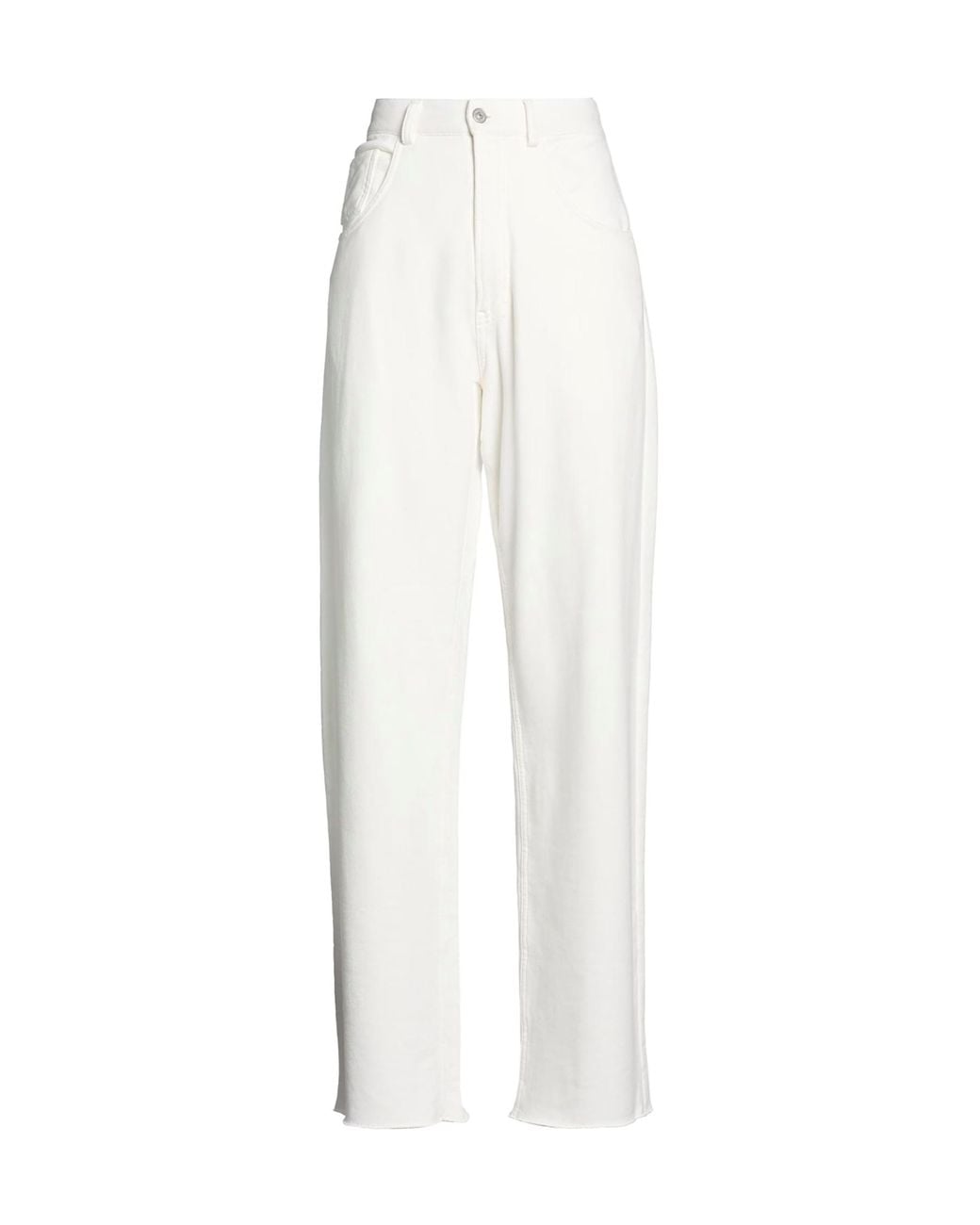 MM6 by Maison Margiela White Solid-Color High-Waist Casual Trousers