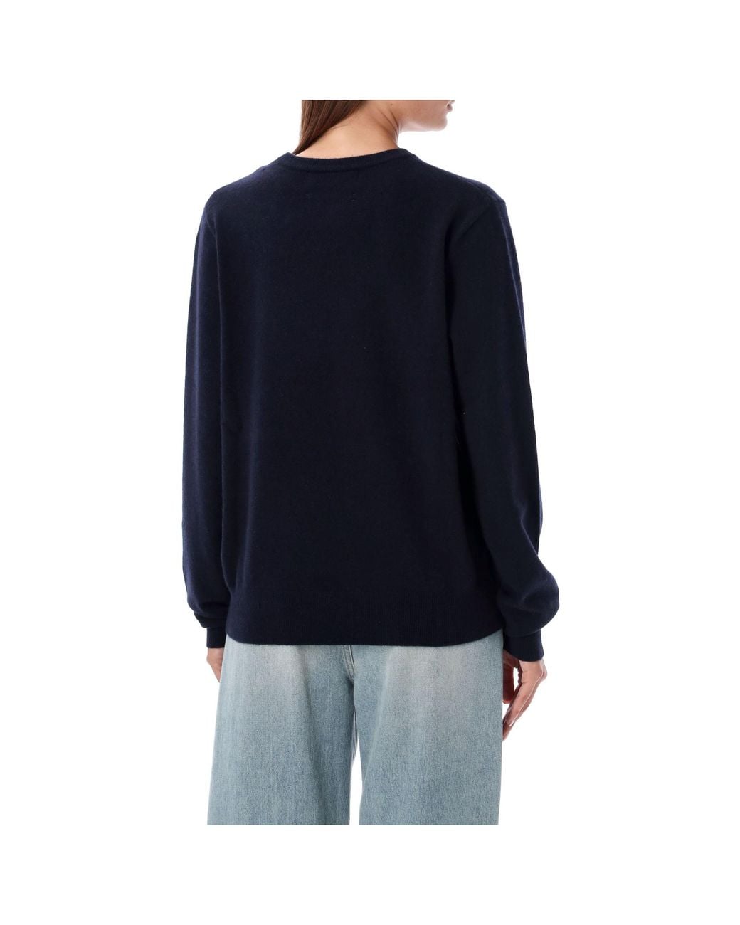 Extreme Cashmere Blue Round-Neck And Long-Sleeved Sweater