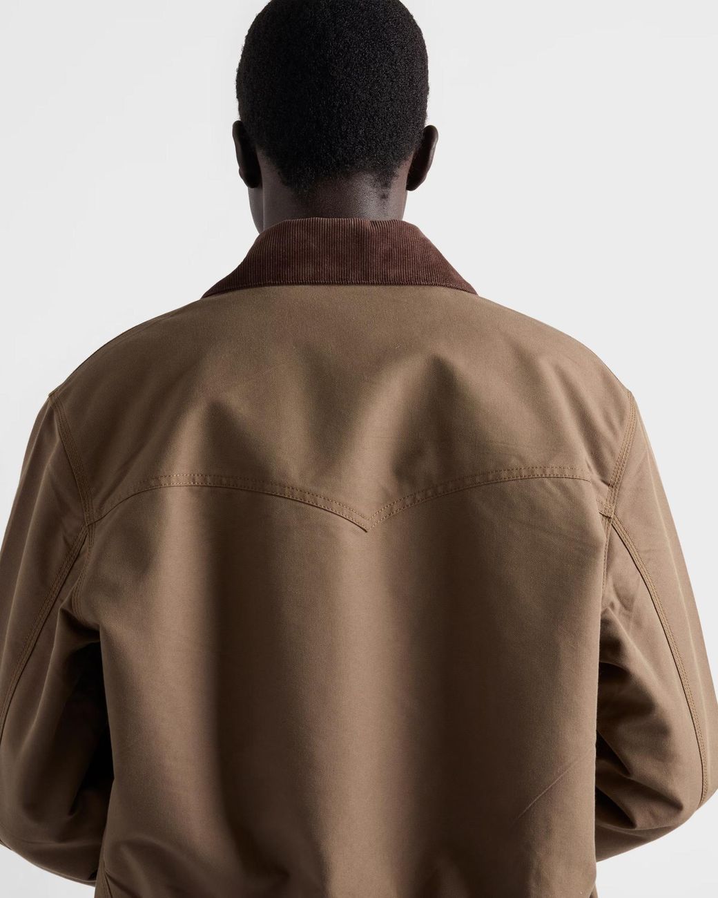 Prada Brown Ribbed Hem Blouson Jacket for men