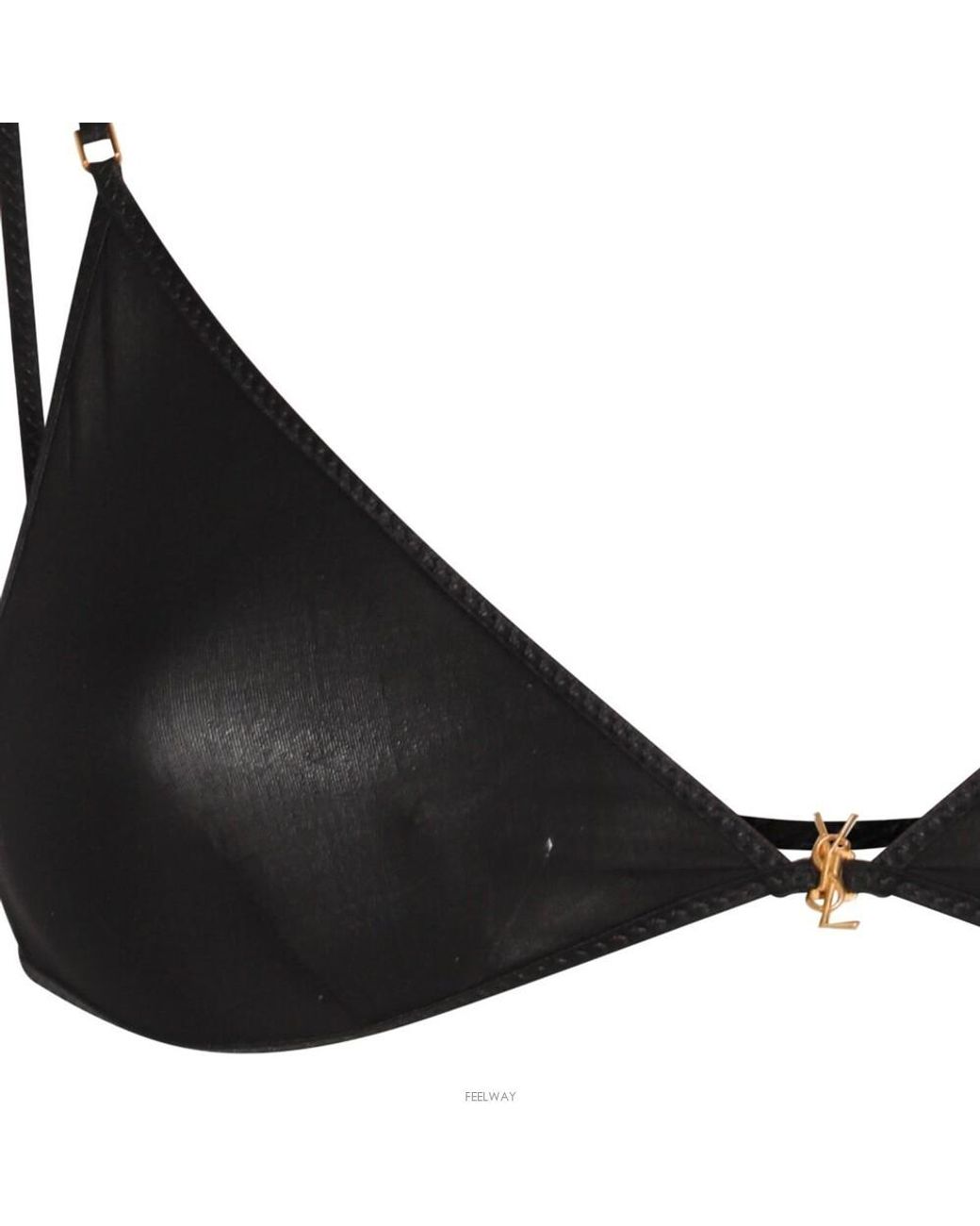 Saint Laurent Black Cassandre Triangle Bra