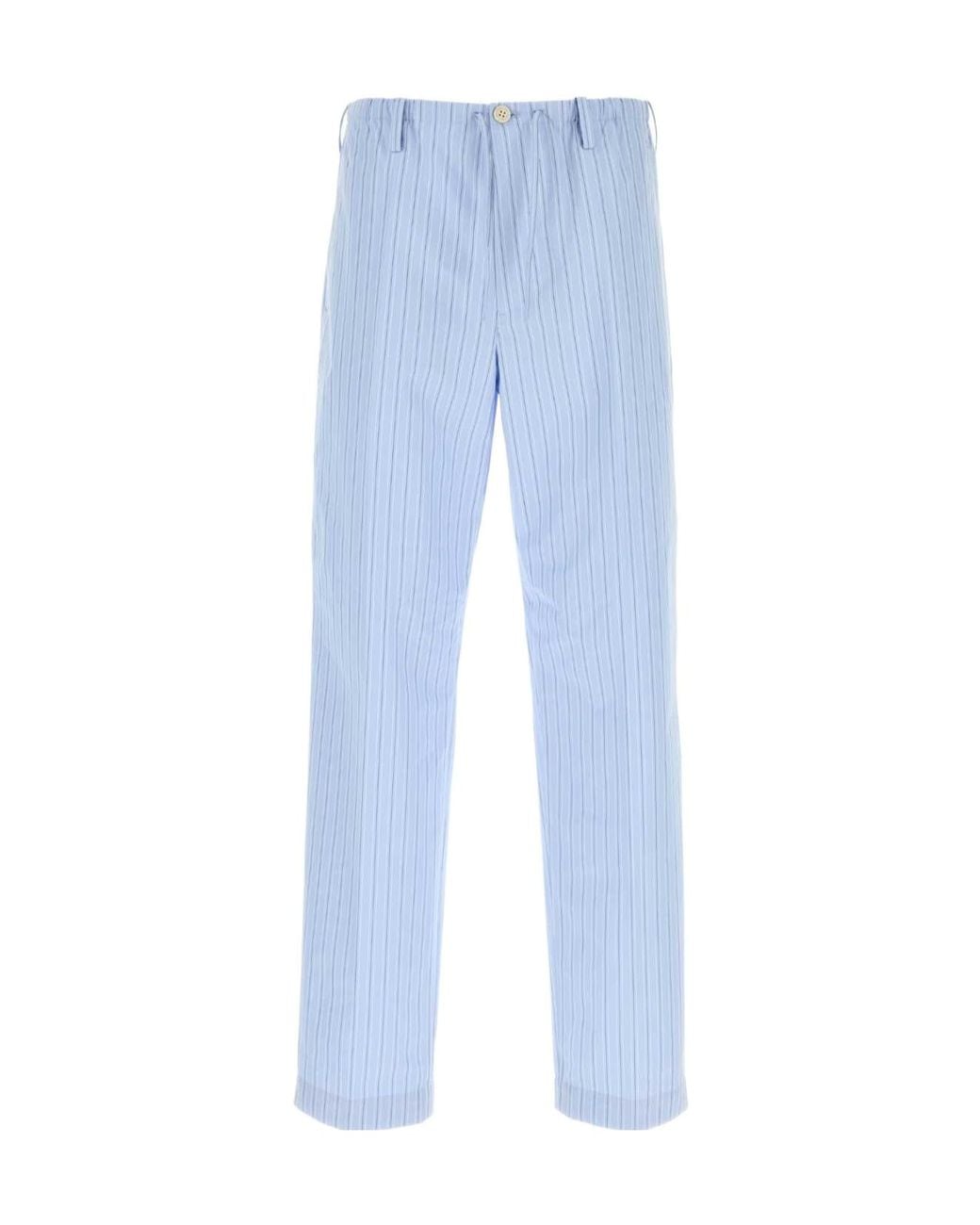 Dries Van Noten Blue Striped Pants for men