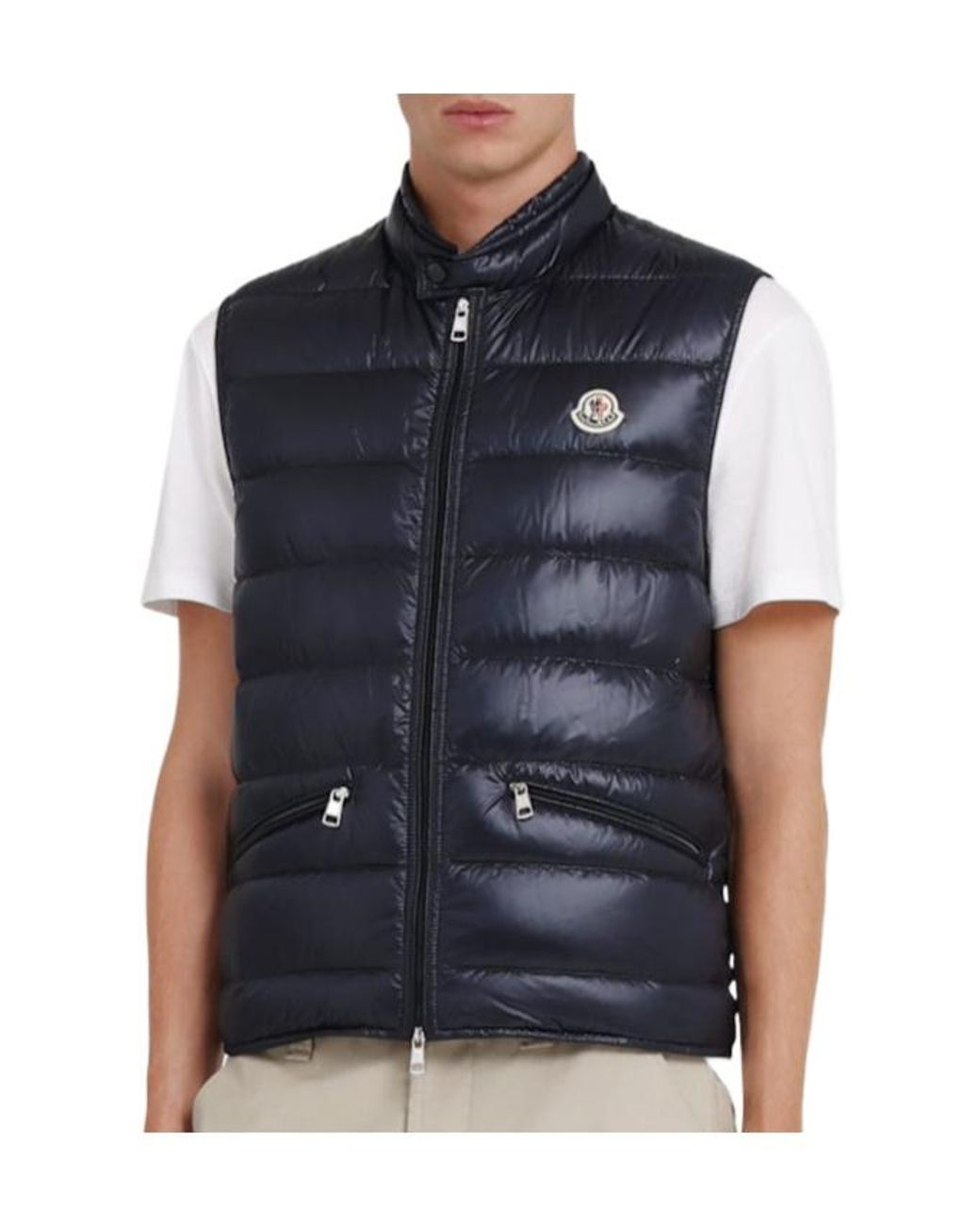 Moncler Blue Quilted Nylon Down Vest for men