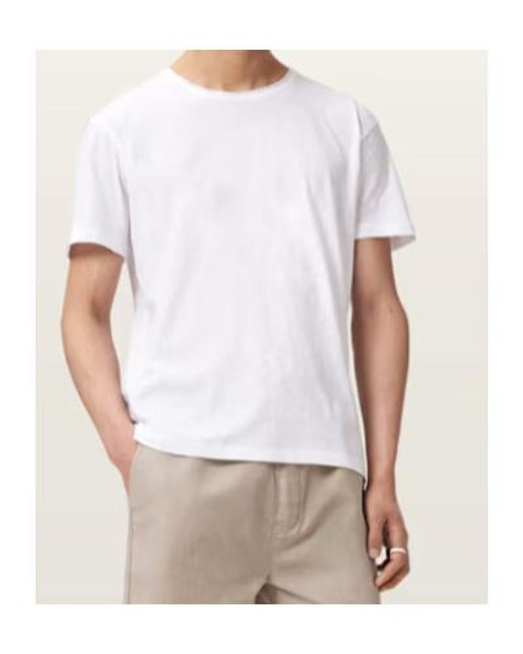 AllSaints White Flax Short Sleeve Ramskull T-Shirt for men
