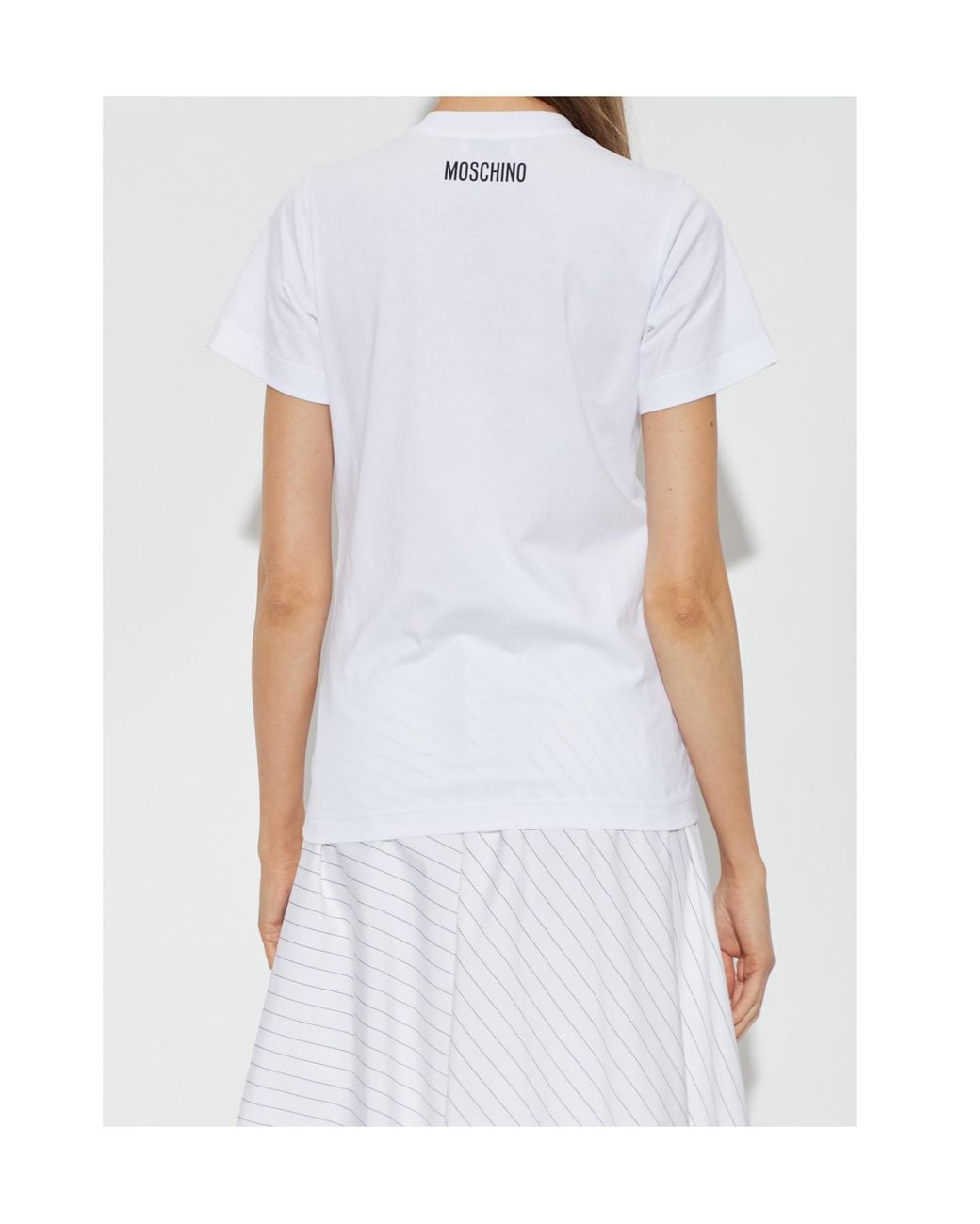 Moschino White Graphic Printed Crewneck T-Shirt