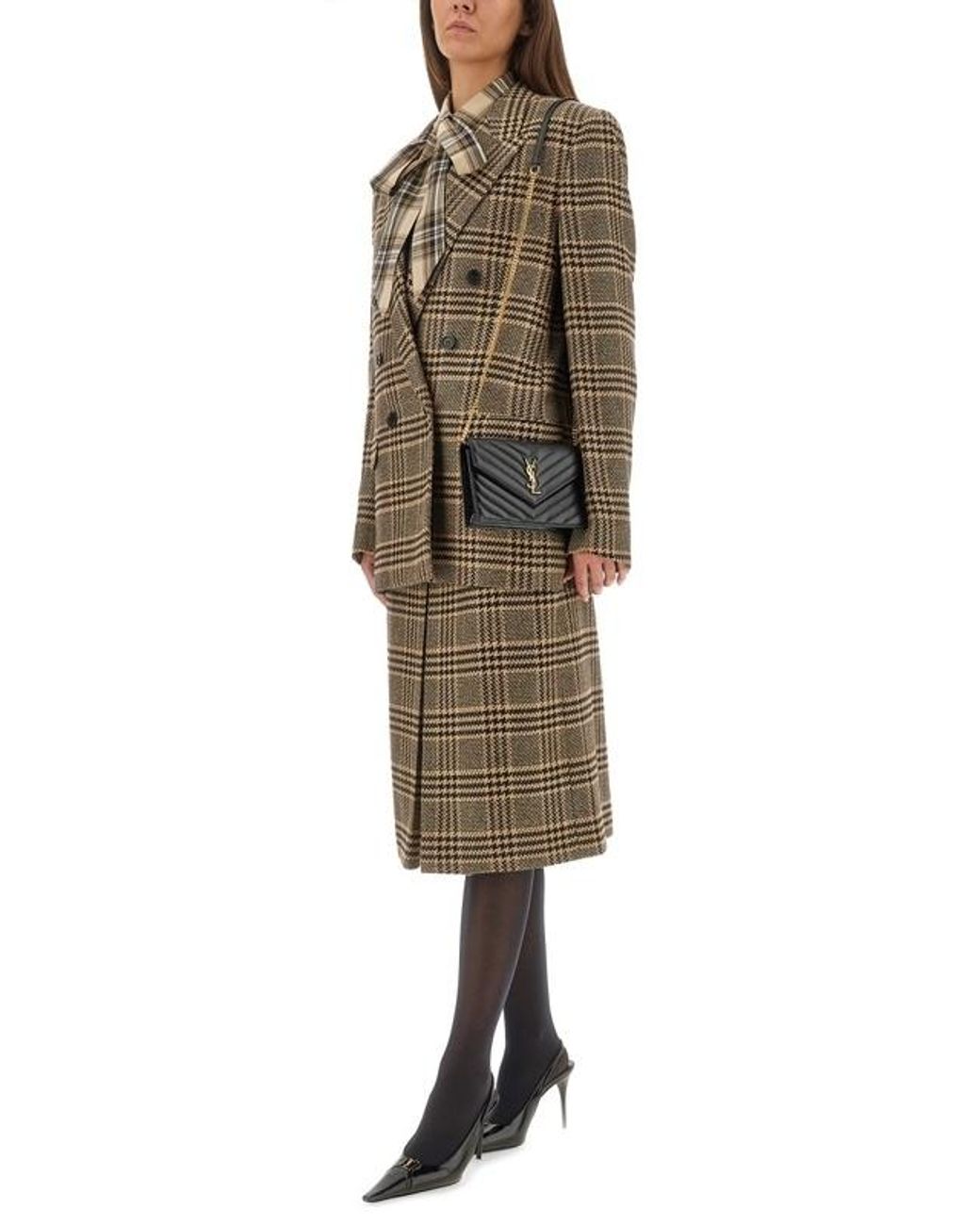 Saint Laurent Brown Double-Breasted Tailored Jacket
