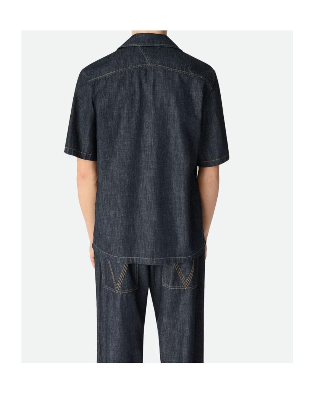 Bottega Veneta Blue Rinsed Straight Denim Shirt for men