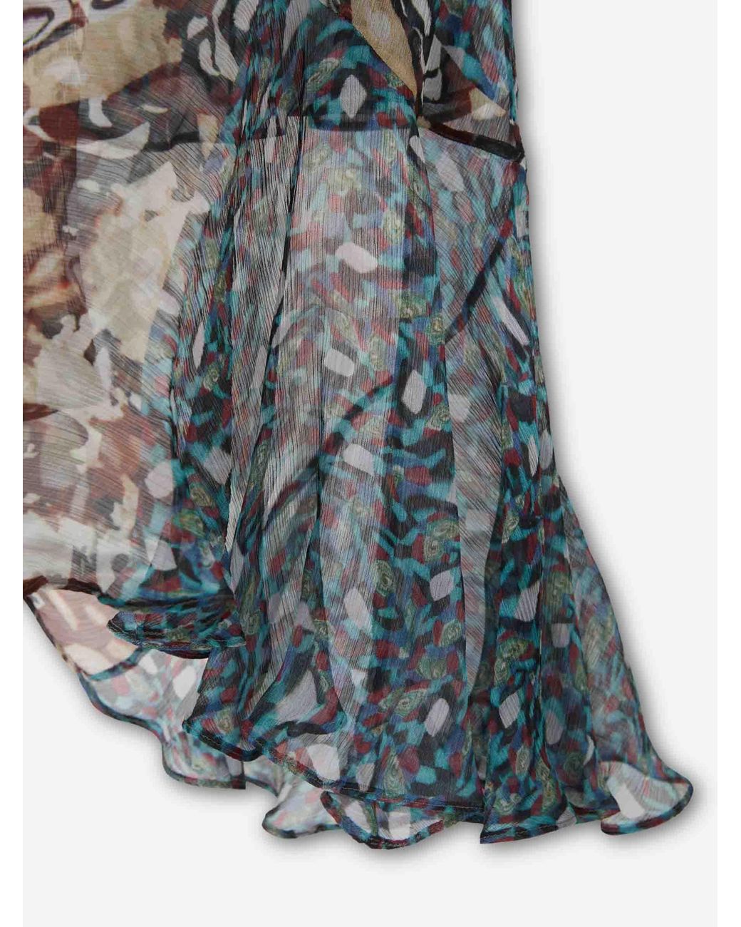 Dries Van Noten Blue Printed Silk Asymmetric Top