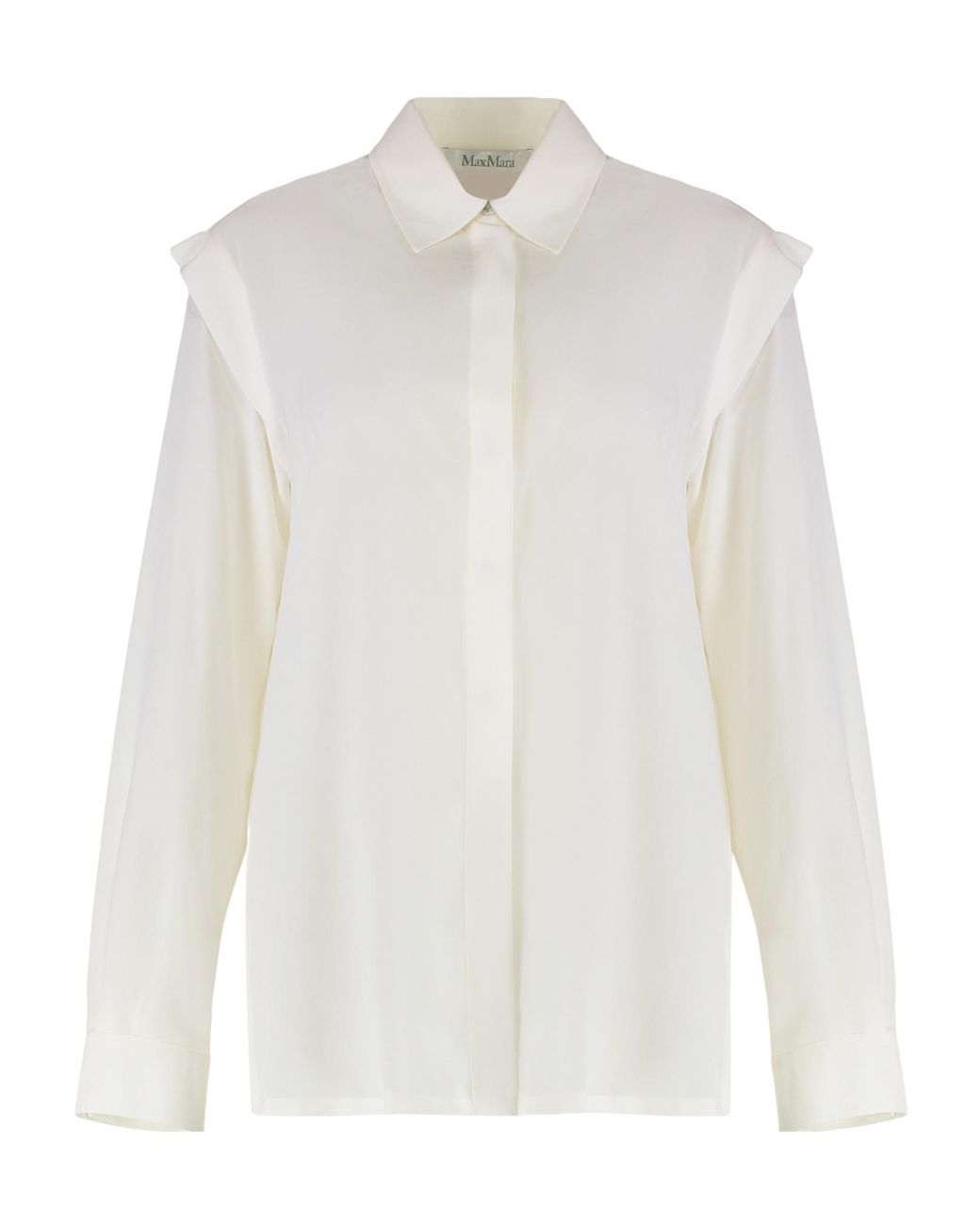 Max Mara White Crêpe De Chine Long-Sleeved Shirt