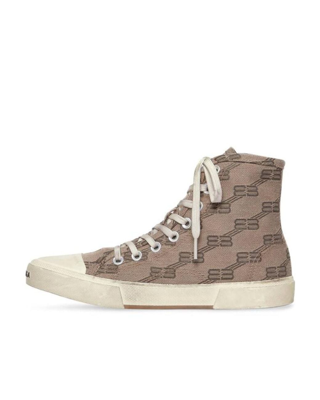 Balenciaga Natural Paris High-Top Laced Sneakers