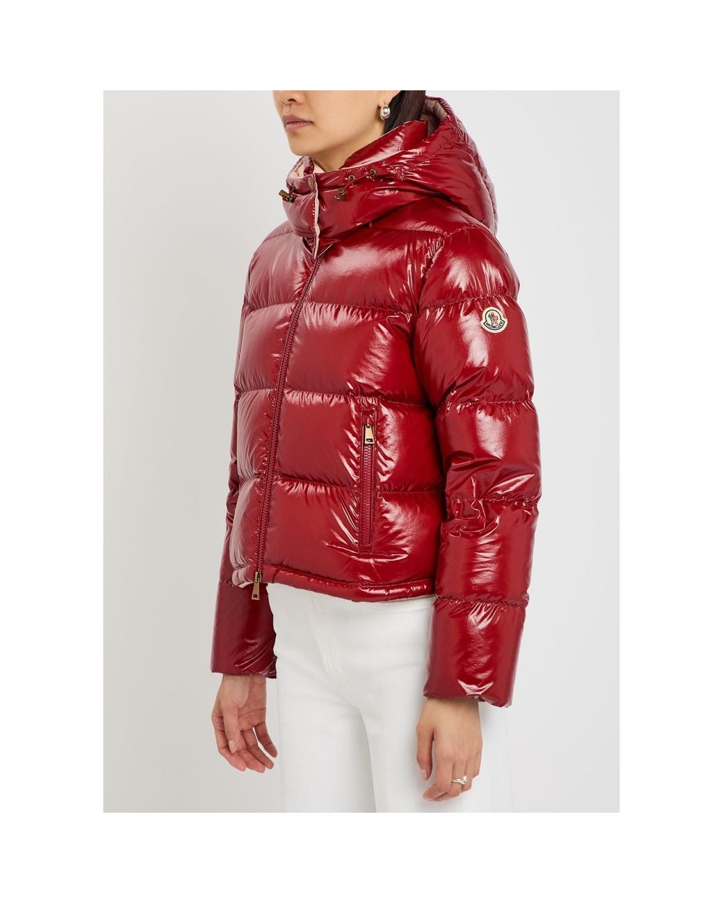 Moncler Red Hooded Short Down Jacket