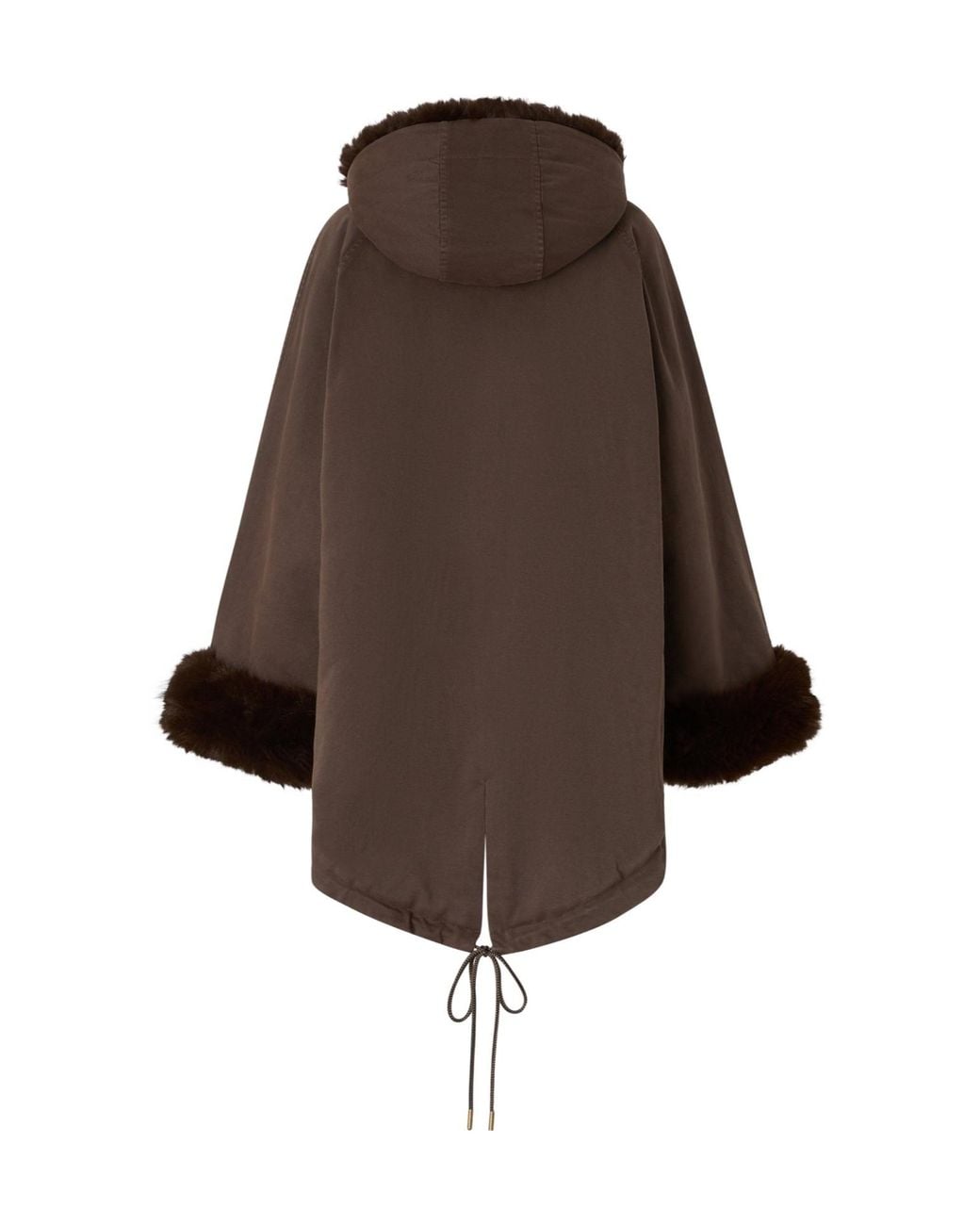 Pinko Brown Patria Faux Fur Trim Parka Coat