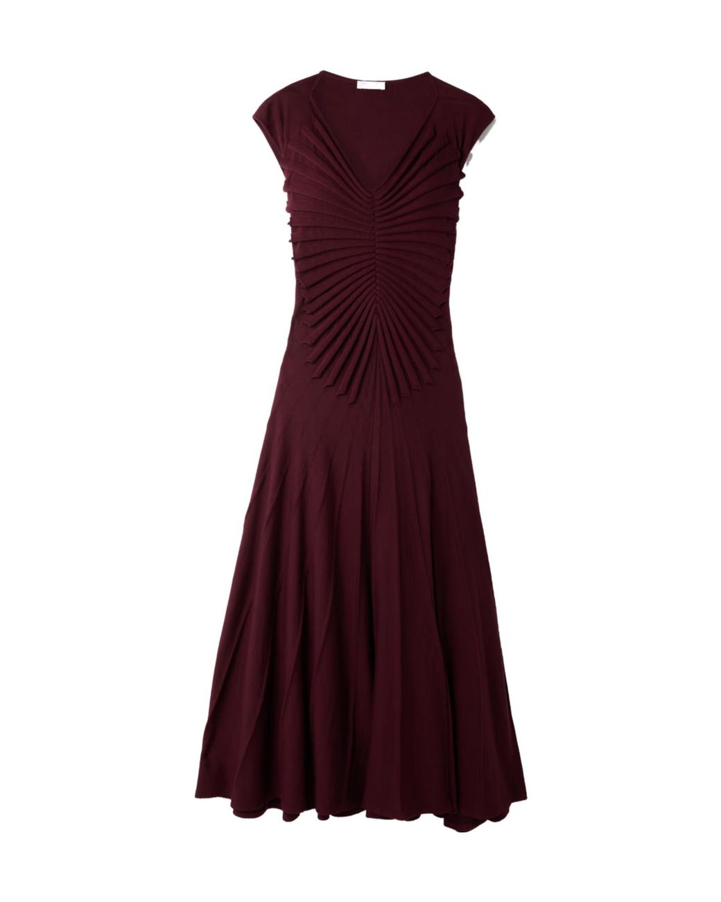 Alaïa Red Alaïa V-Neck Pleated Sleeveless Dress