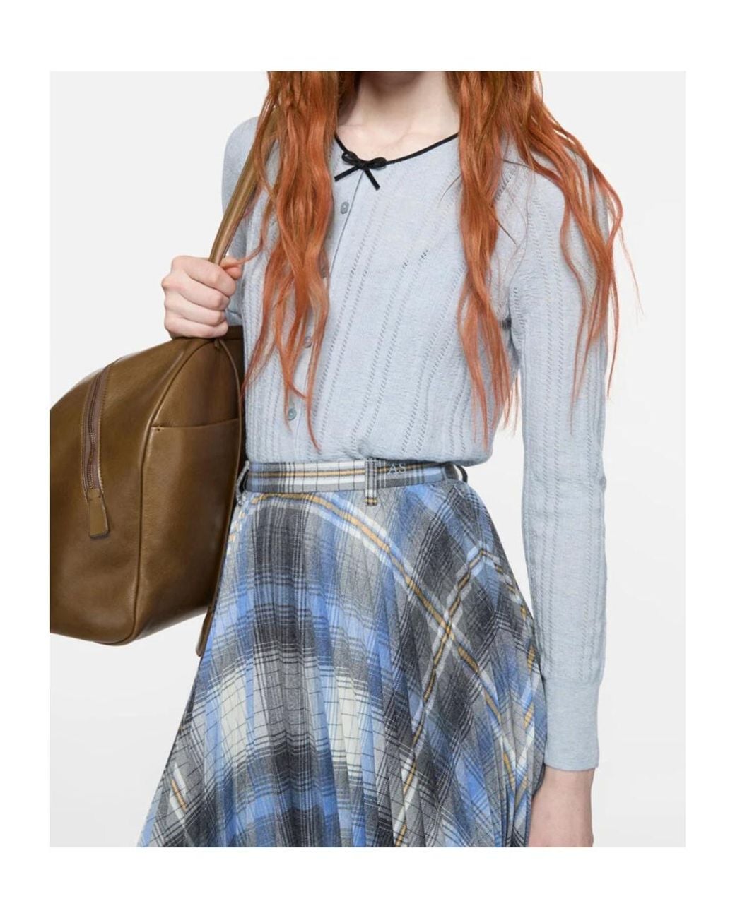 Acne Blue Silk Cardigan With Bow