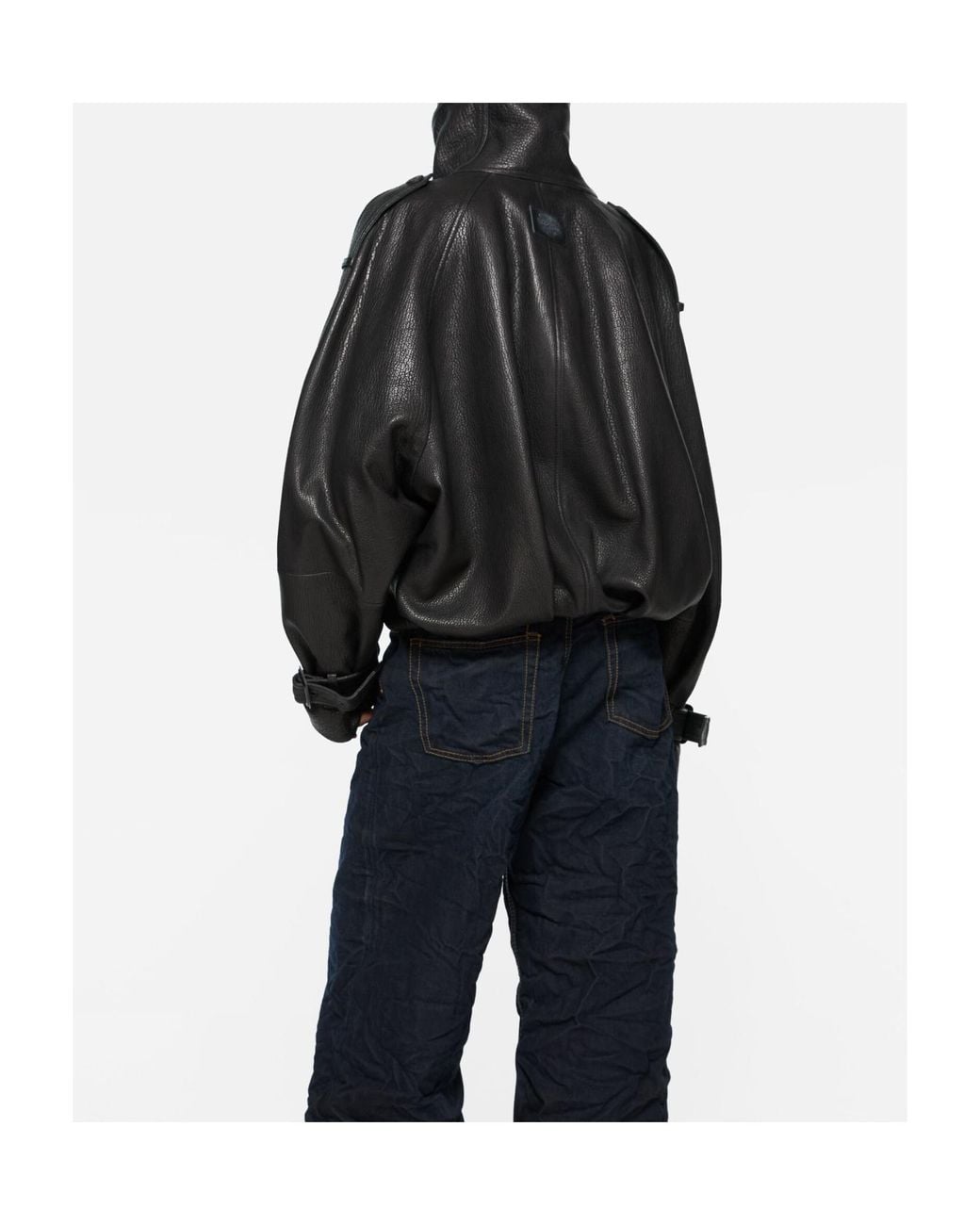 Acne Black Double Breasted Leather Jacket
