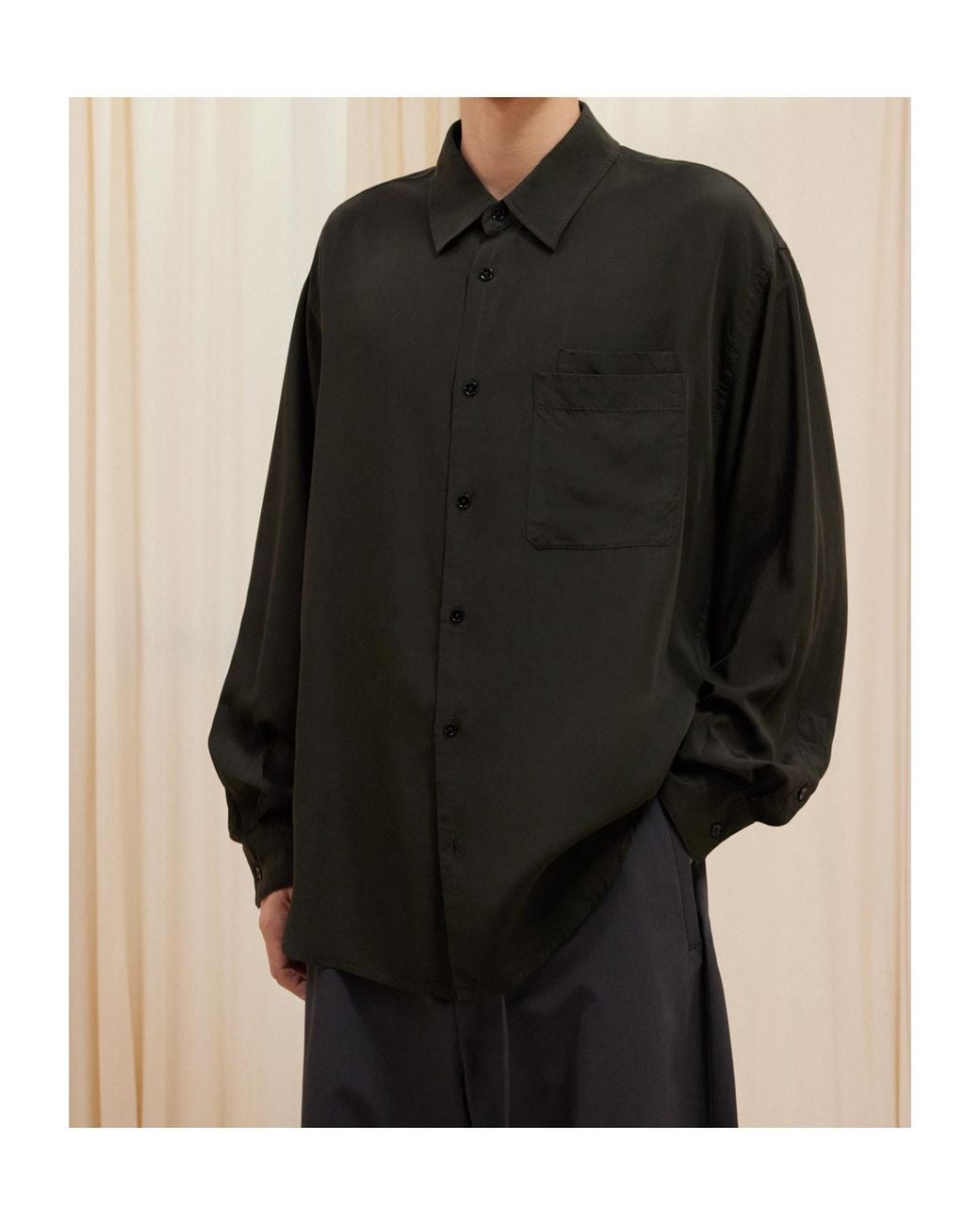 Lemaire Gray Long-Sleeved Button-Up Shirt for men