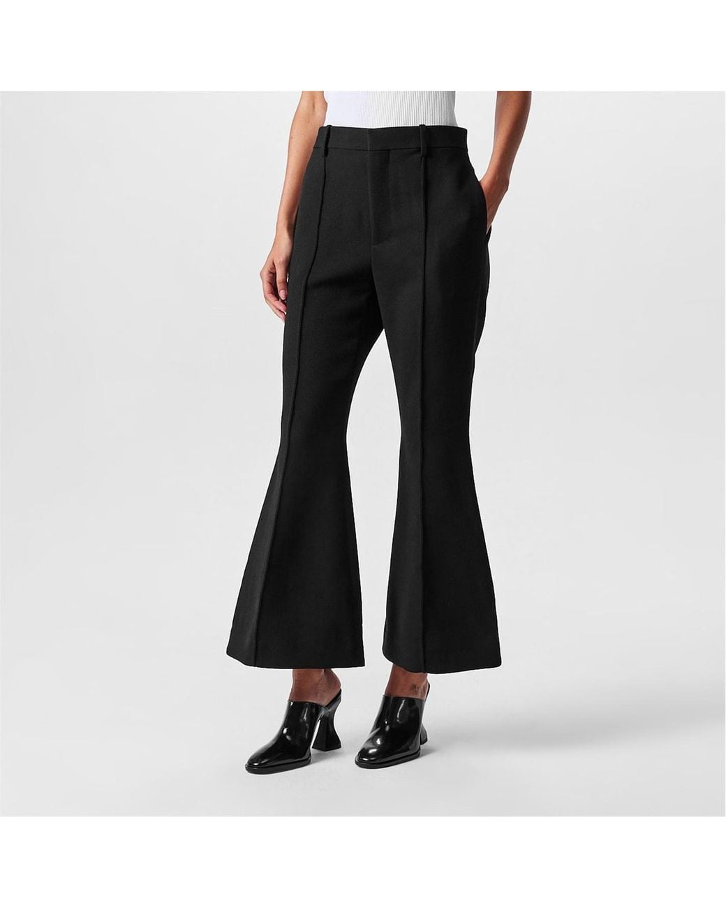 Bottega Veneta Black Embossed Flared Casual Pants
