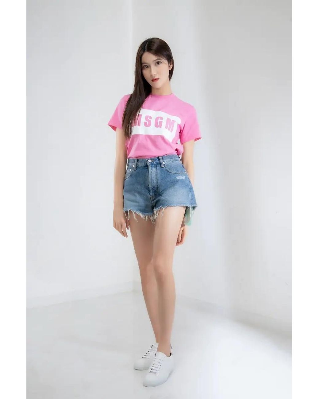 MSGM Pink Logo Short-Sleeved T-Shirt