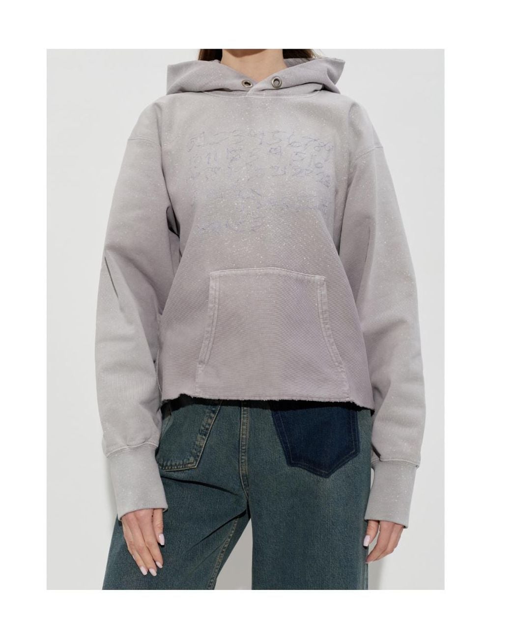 Maison Margiela Gray Printed-Detail Drawstring Hoodie