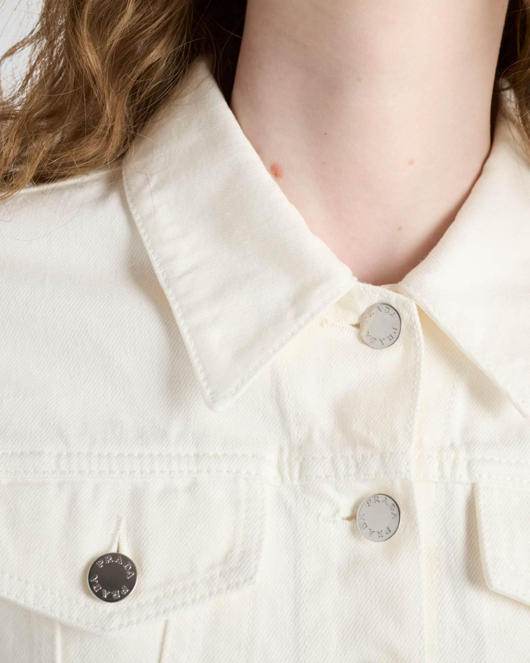 Prada White Cropped Denim Jacket