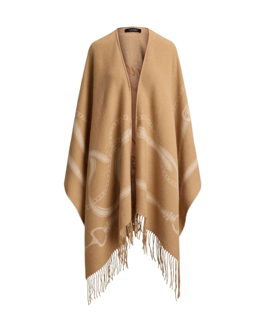Ralph Lauren Brown Open-Front Fringed Poncho