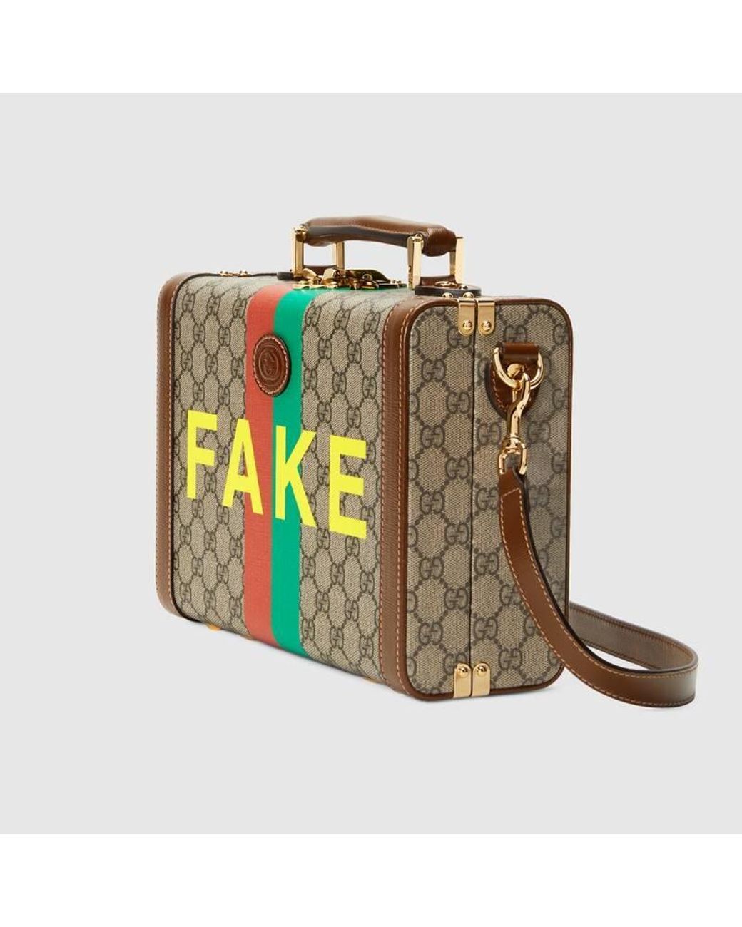 Gucci Green 'Fake/Not' Print Shoulder Bag for men