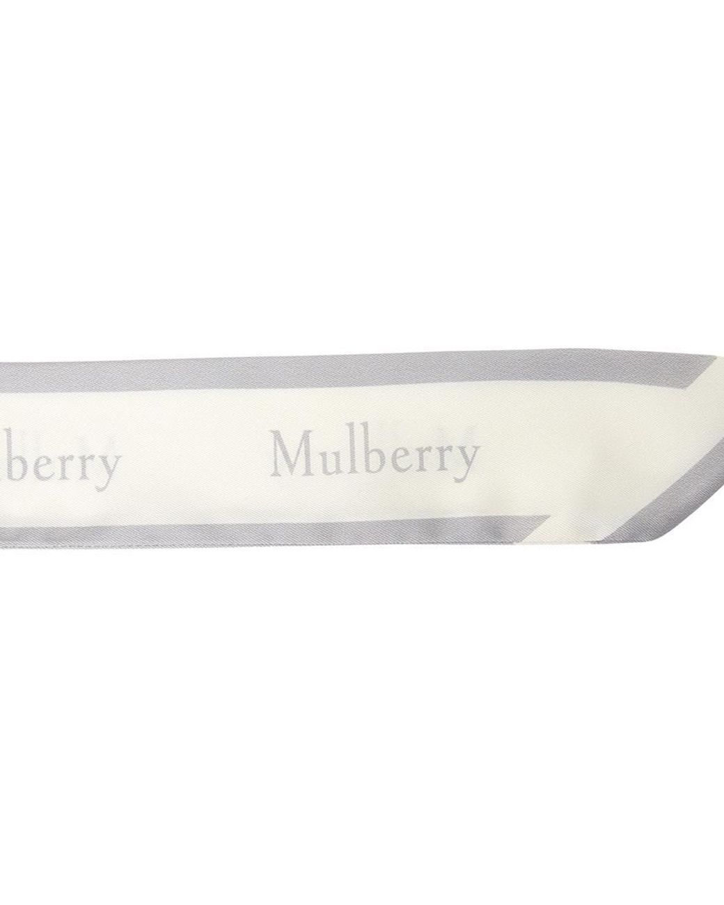 Mulberry White Logo-Border Skinny Scarf