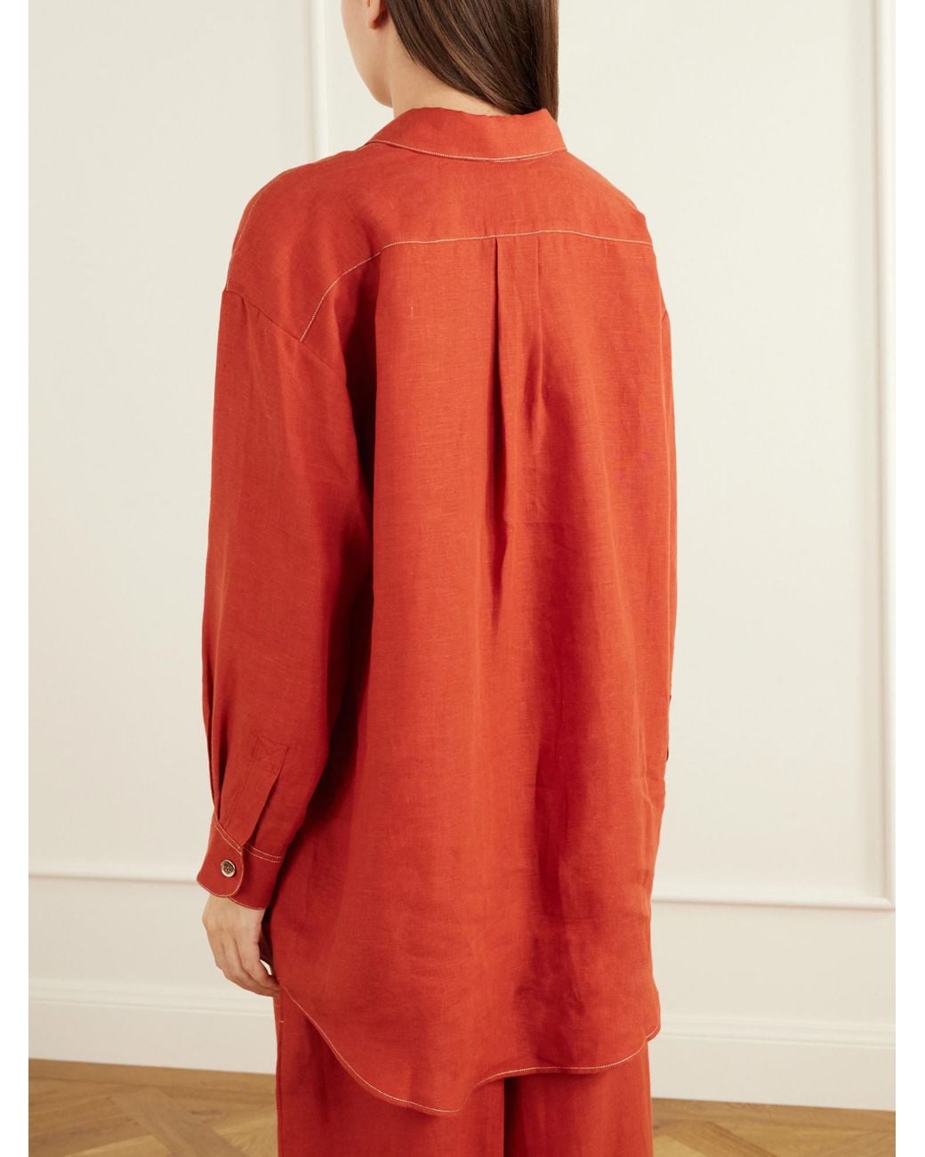 Eres Red Flashing Woven Linen Shirt