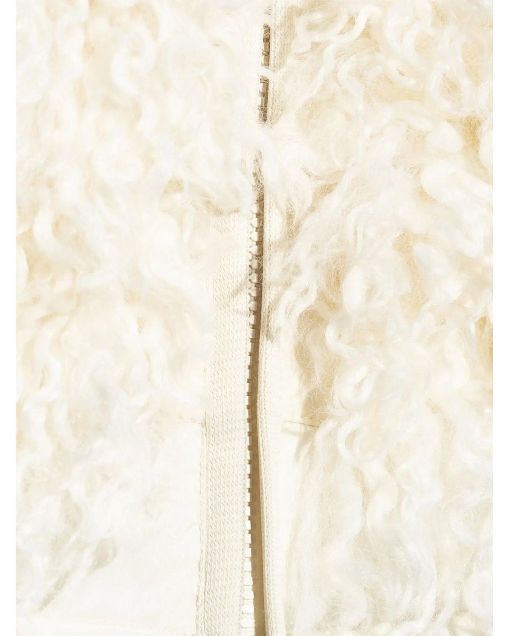 Moncler White Teddy-Trimmed Padded Zip-Up Hoodie