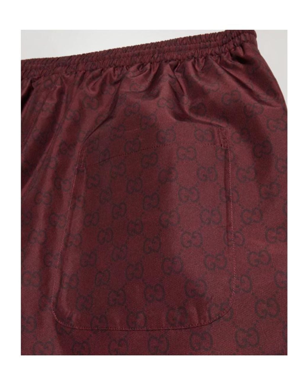 Gucci Red Printed Polyester Poplin Swim Shorts for men