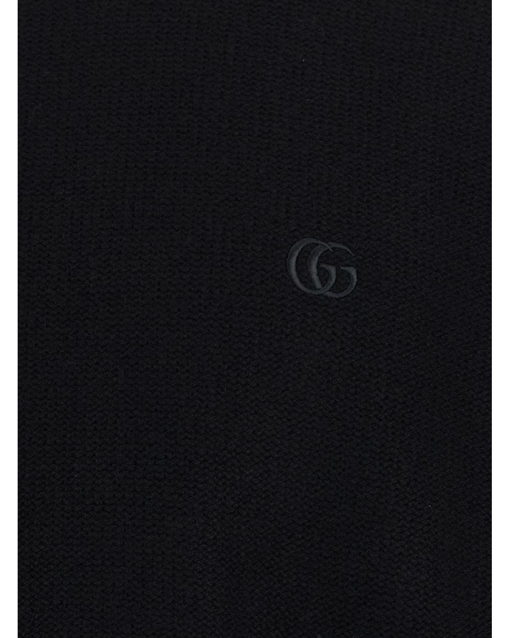 Gucci Black Logo Embroidered Knitted Jumper for men