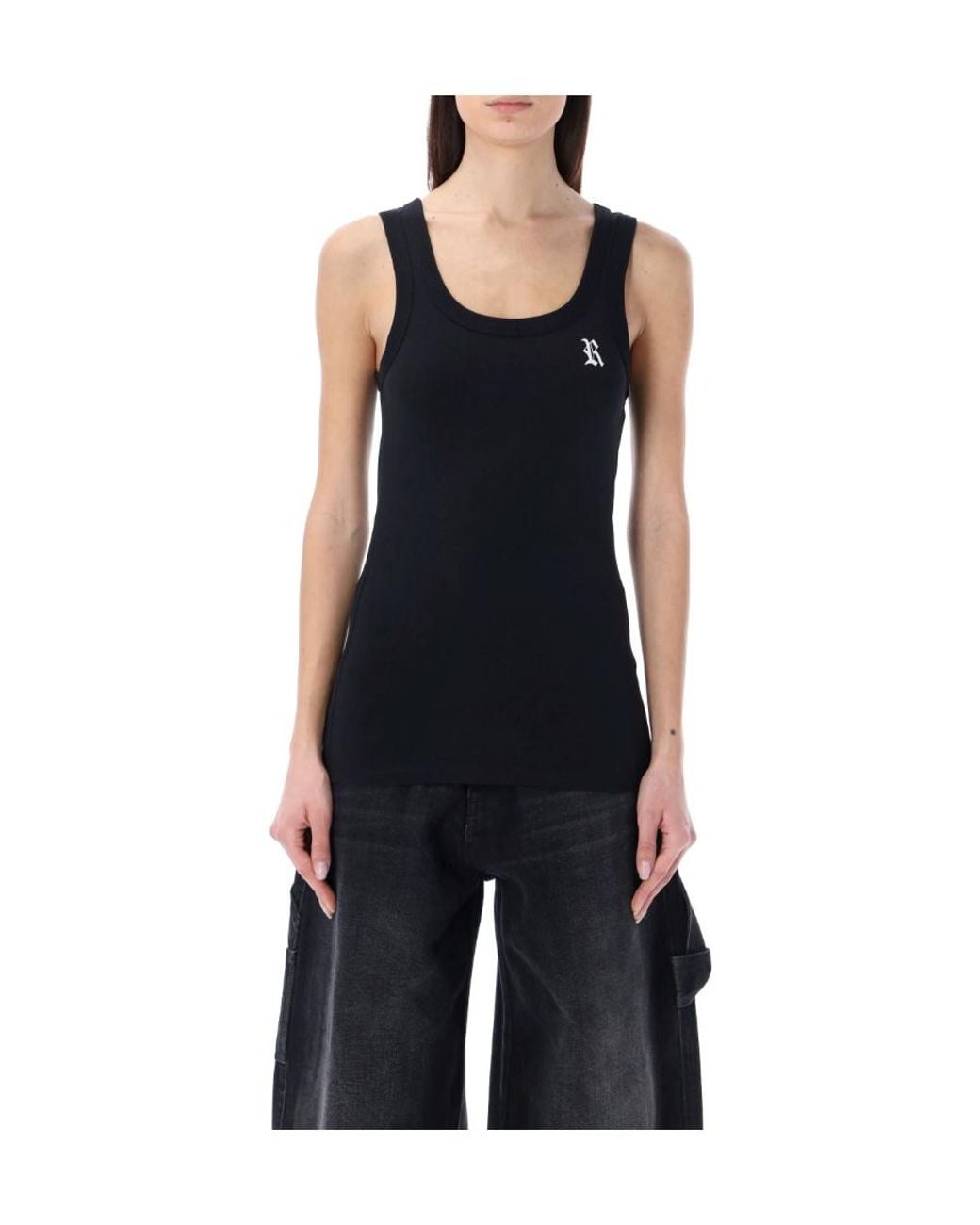 Raf Simons Black Logo Printed Tank Top