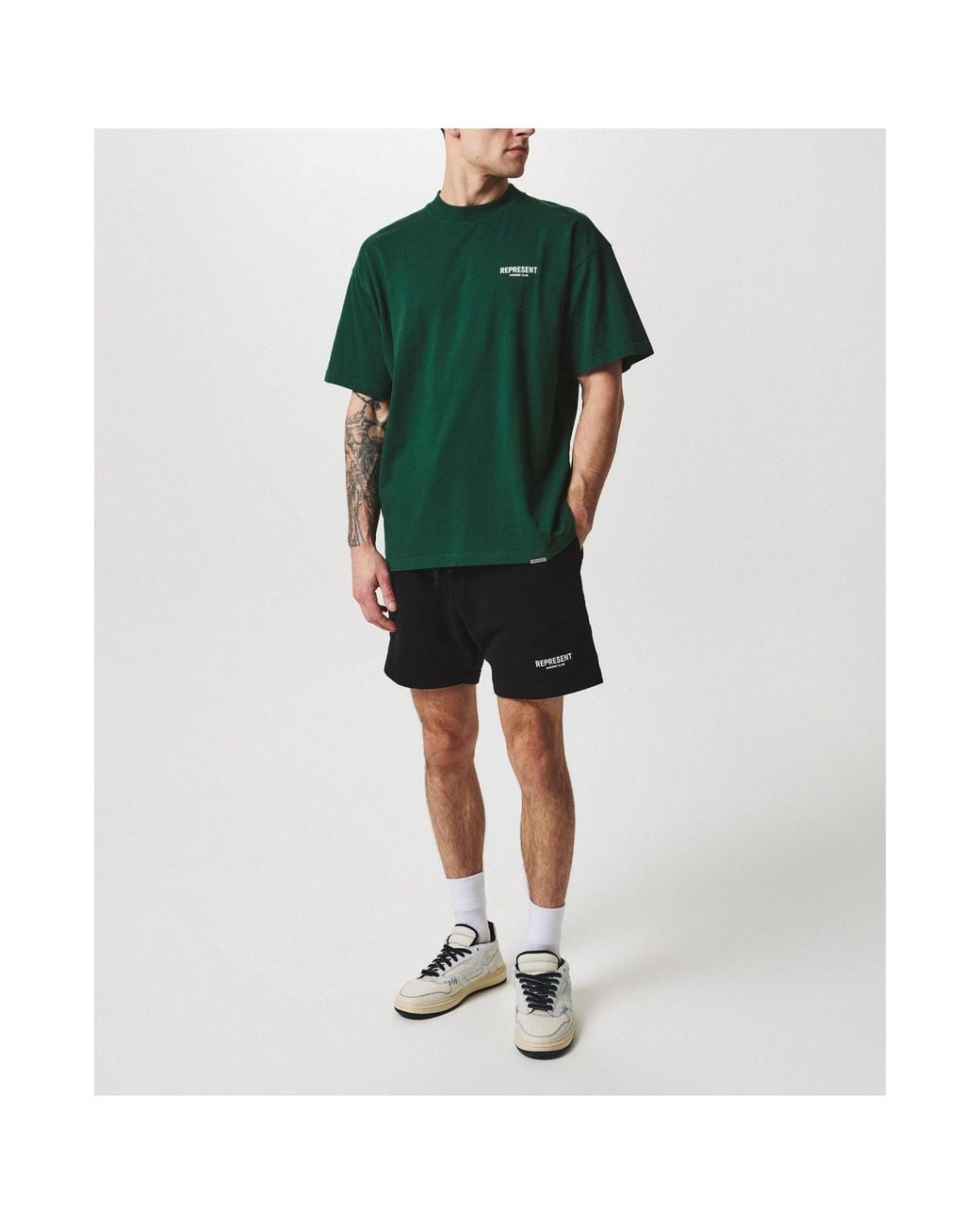 Represent Black Logo Shorts for men
