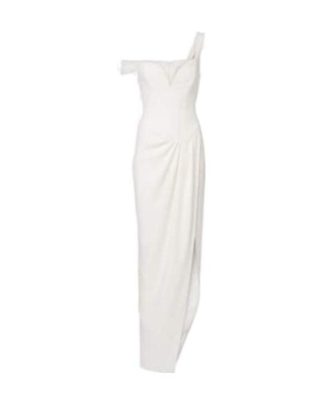 Alex Perry White Bridal Draped Off-Shoulder Crepe Corset Gown