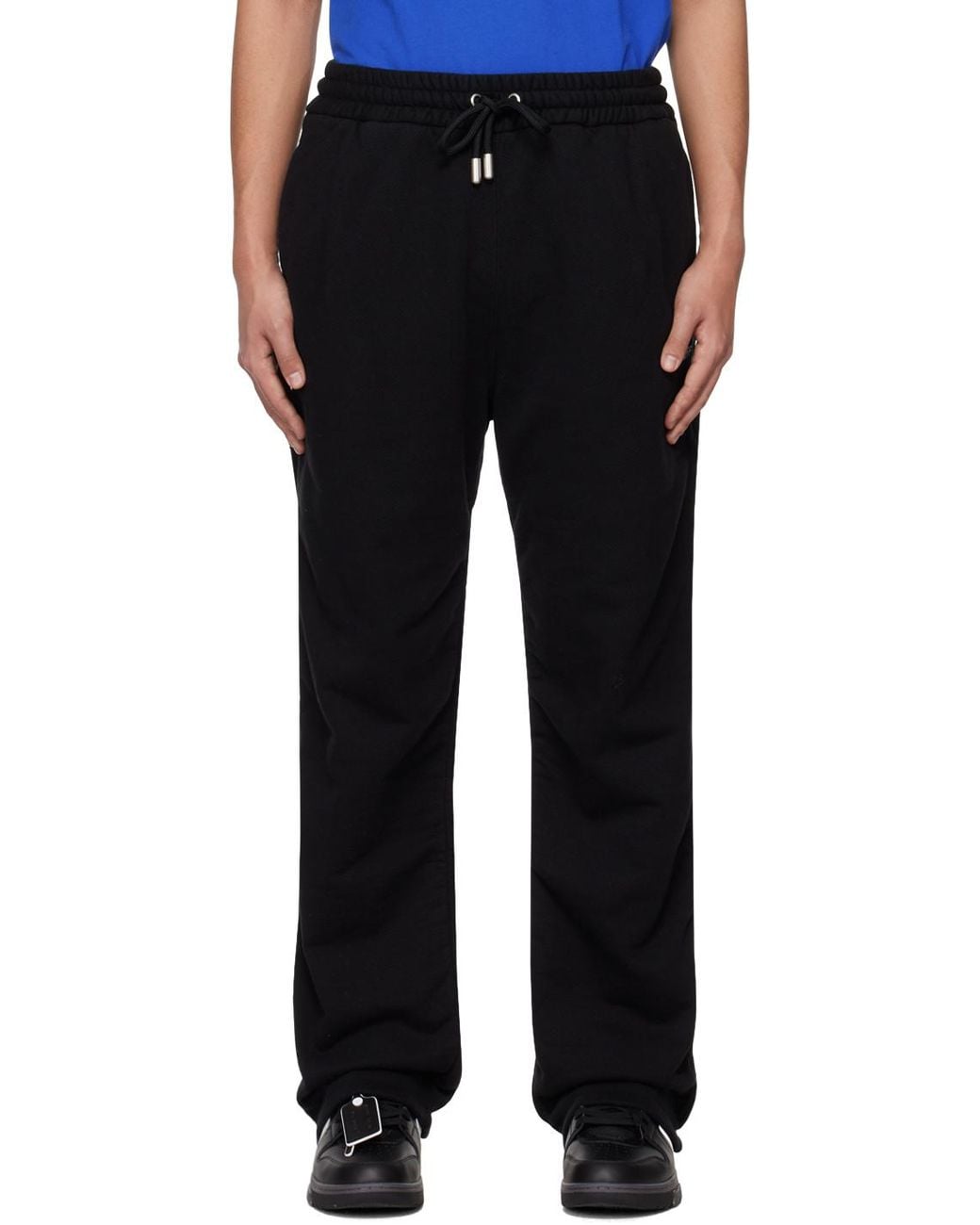 Off-White c/o Virgil Abloh Black Drawstring Straight Leg Trousers for men