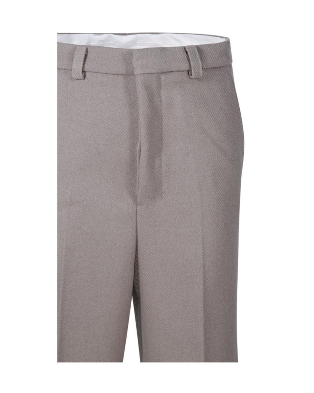 AMI Gray Straight-Leg Pleat-Detailed Trousers for men