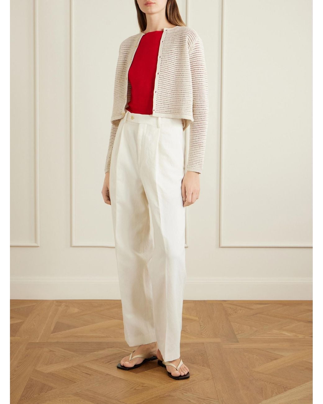 Auralee White Silk And Cotton-Blend Cardigan
