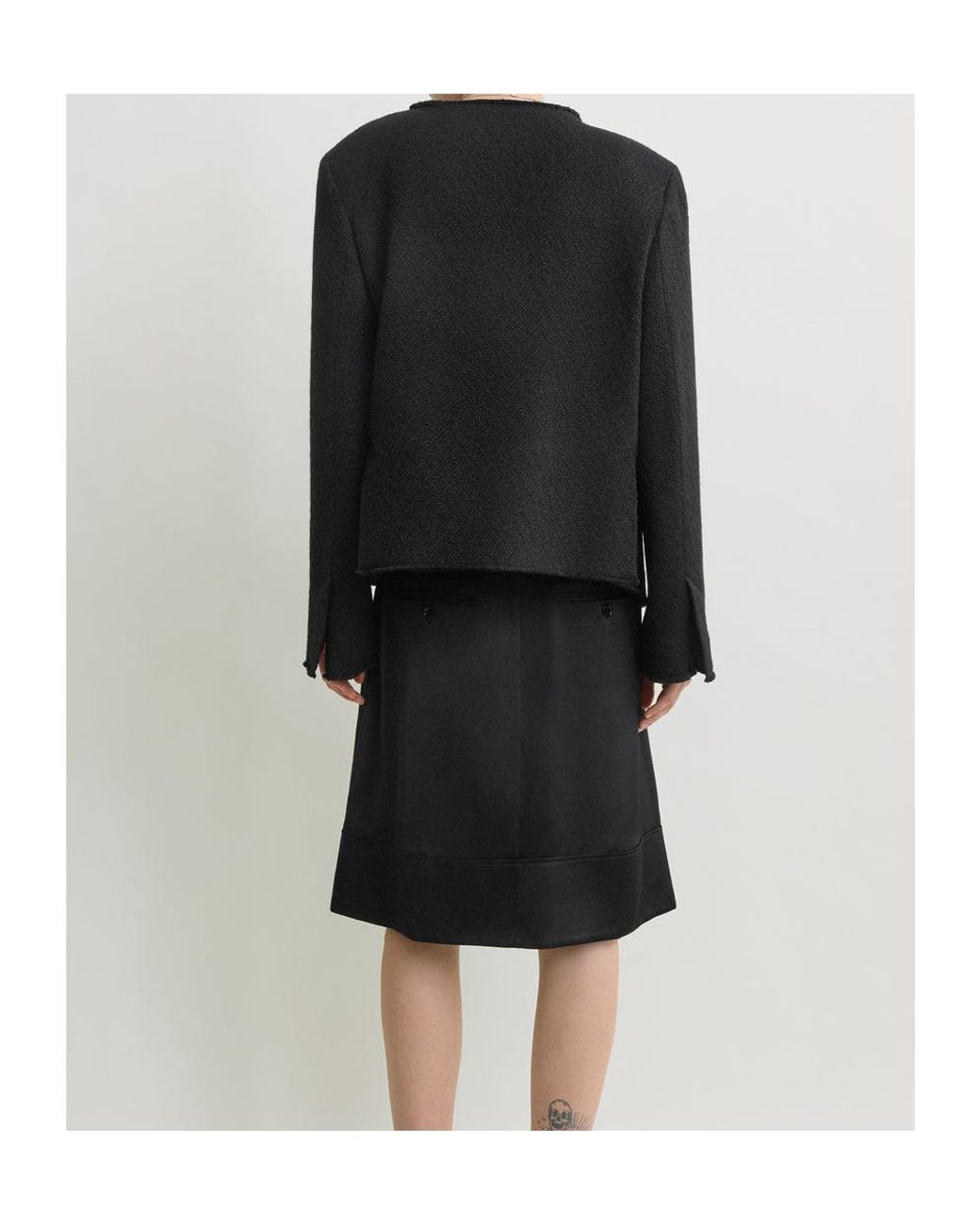 Totême Black Open-Front Bouclé Blazer