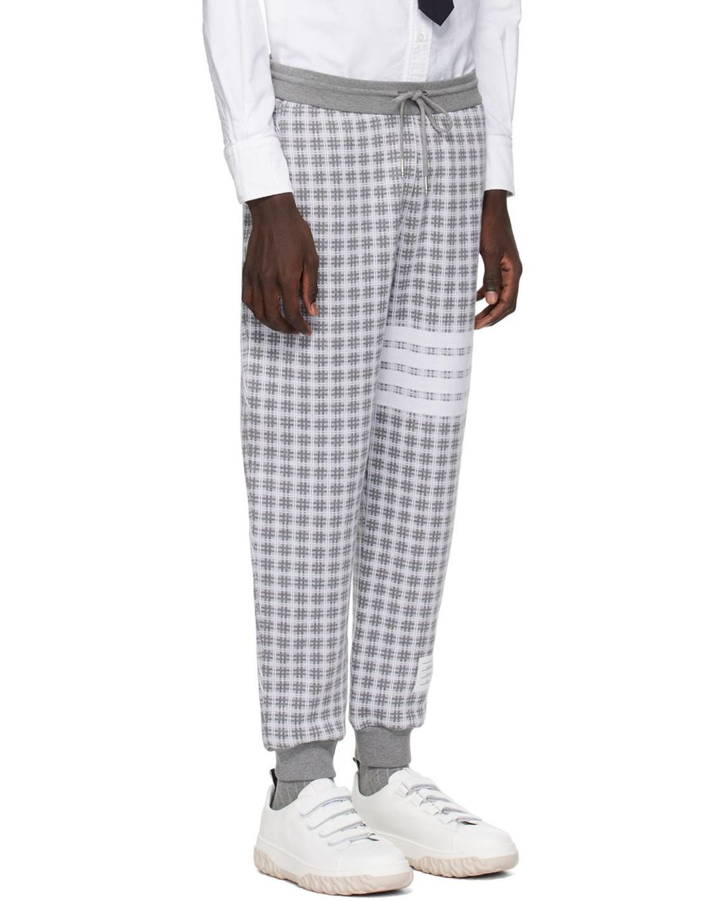 Thom Browne Black Check Jacquard 4-Bar Sweatpants for men