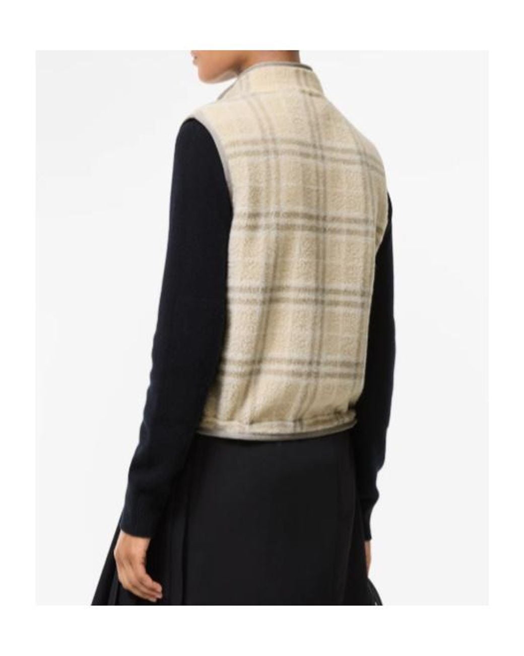 Burberry Natural Check Wool Cashmere Blend Fleece Gilet