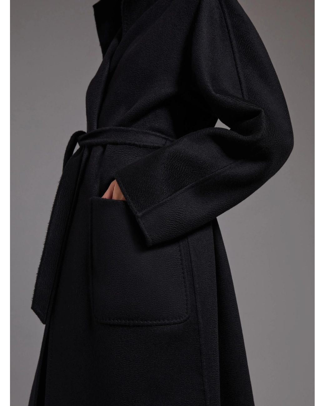 Max Mara Black Belted Stand-Collar Coat