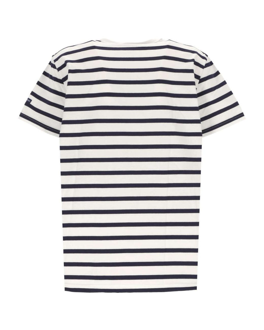 Saint James White Round-Neck Striped T-Shirt