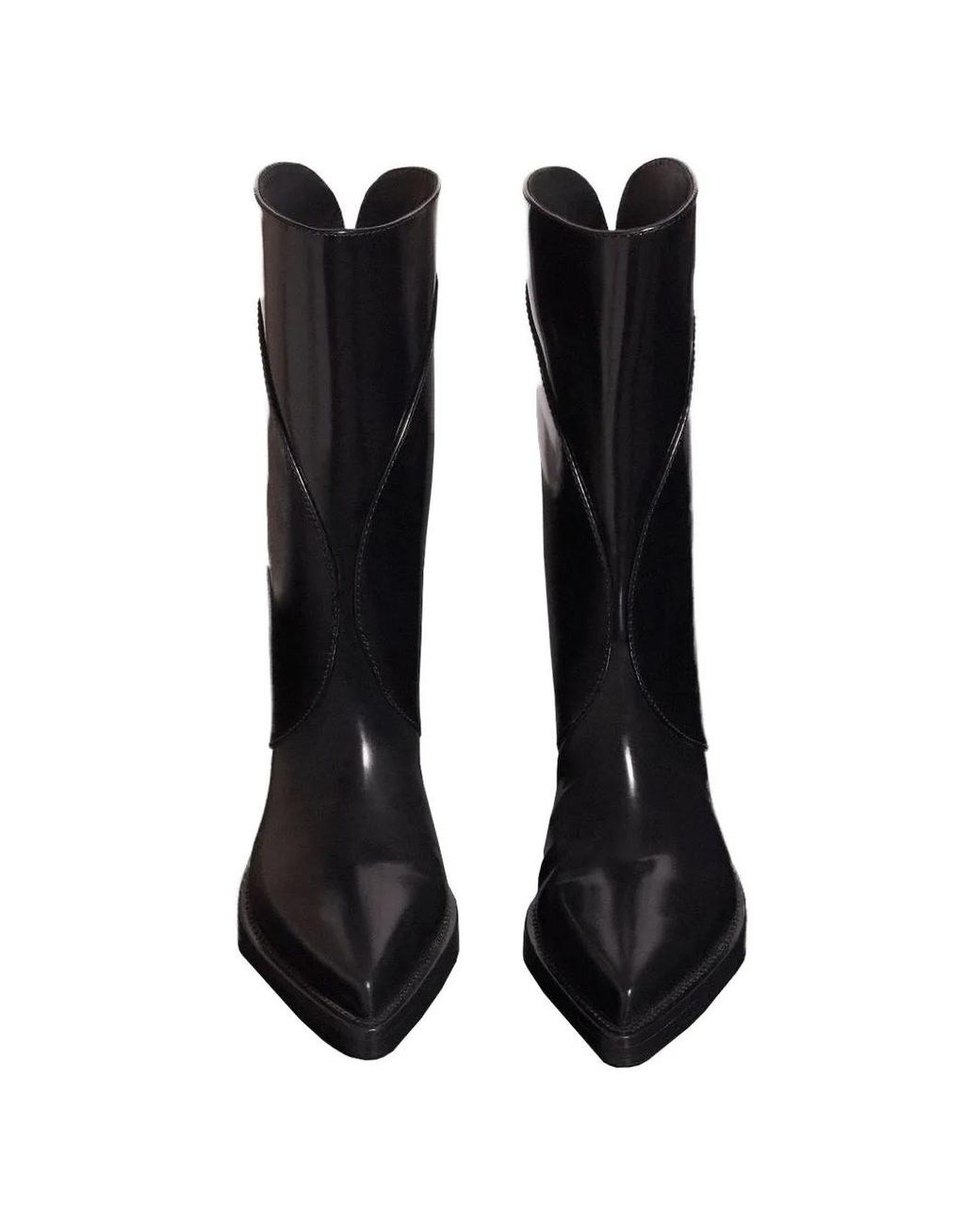 Mugler Black Pointed Leather Boots