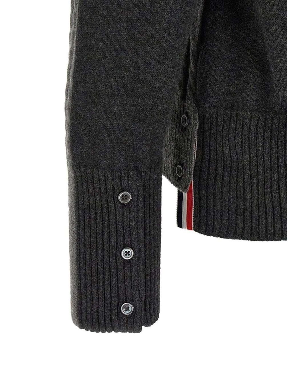 Thom Browne Gray Baby Cable Stitch 4-Bar Cardigan for men