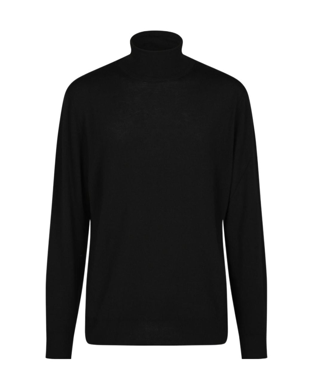 Canali Black Fine Knit Turtleneck Knitted Sweater for men