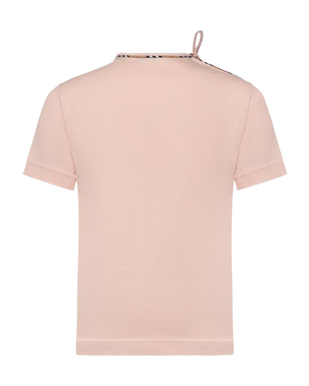 Burberry Pink Check Bow Cotton T-Shirt