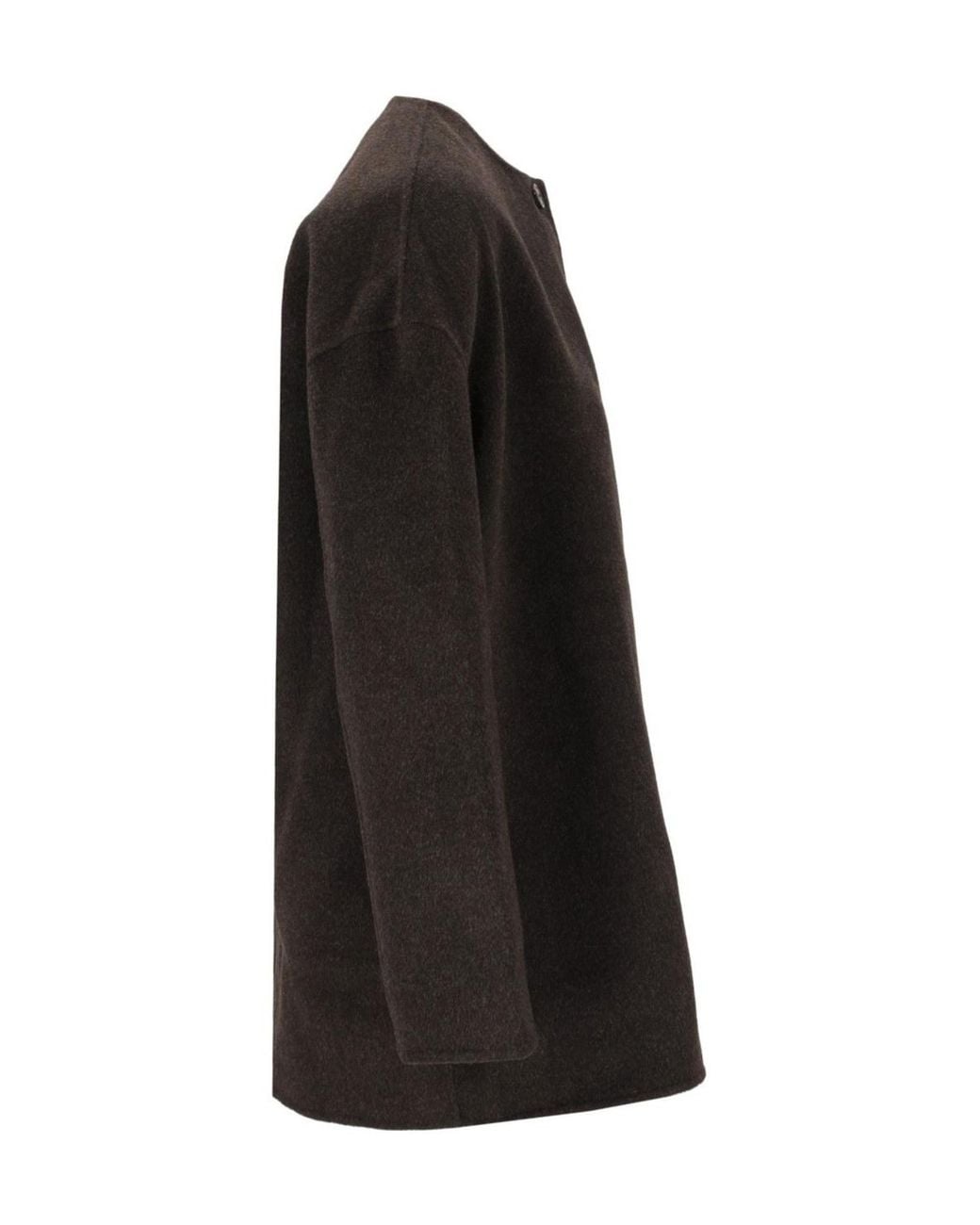 Loulou de Saison Black Single-Breasted Crewneck Coat